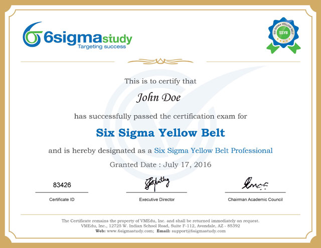 Six sigma yellow belt Online Resources